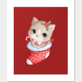 Christmas Cat Posters and Art